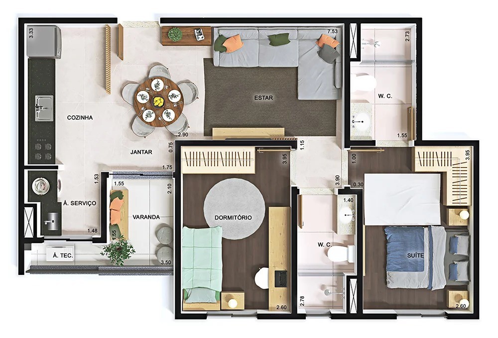 Apartamento, 2 quartos, 69 m² - Foto 3